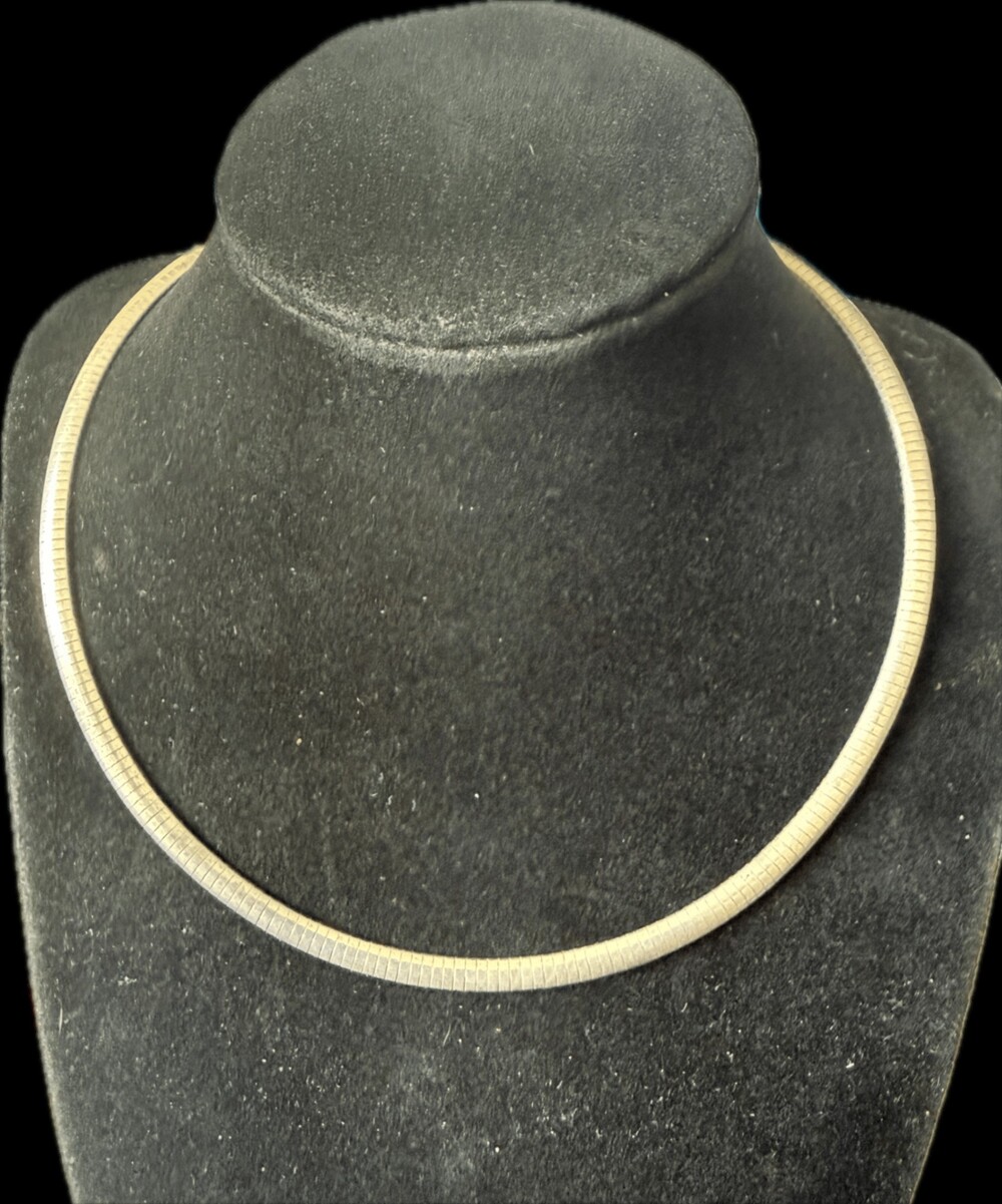 Italy 925 Sterling Silver 4mm Domed Omega Chain Necklace 16” 19g